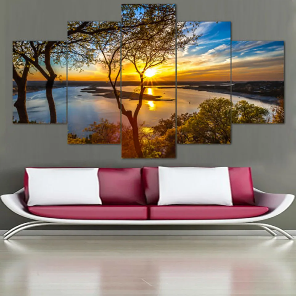 Posters Tableau Wall Art Home Decor Modern 5 Panel Beautiful Sunrise Natural Landscape HD Print Painting Modular Pictures Canvas
Posters Tableau Wall Art Home Decor Modern 5 Panel Beautiful Sunrise Natural Landscape HD Print Painting Modular Pictures Canvas
