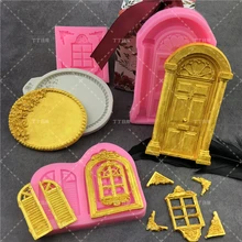 3D Door Window Silicone Mold Frame Border Fondant Cake Decorating Cookie Baking Christmas Candy Chocolate Gumpaste Moulds