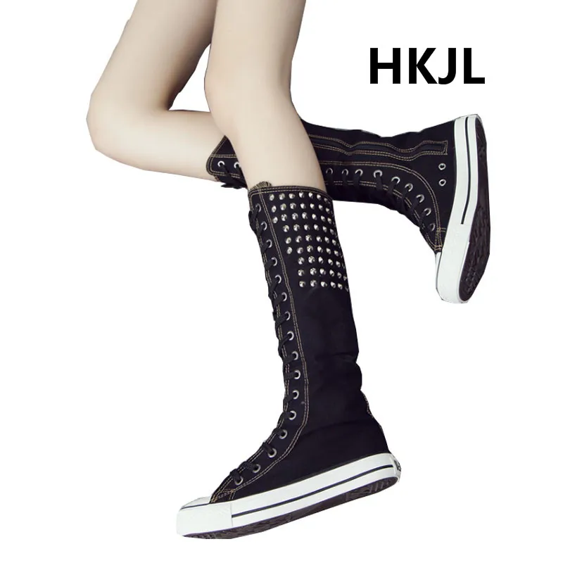 HKJL 2019 spring and autumn new dance shoes long tube rivet super high band with side zipper flat white canvas shoes
HKJL 2019 spring and autumn new dance shoes long tube rivet super high band with side zipper flat white canvas shoes