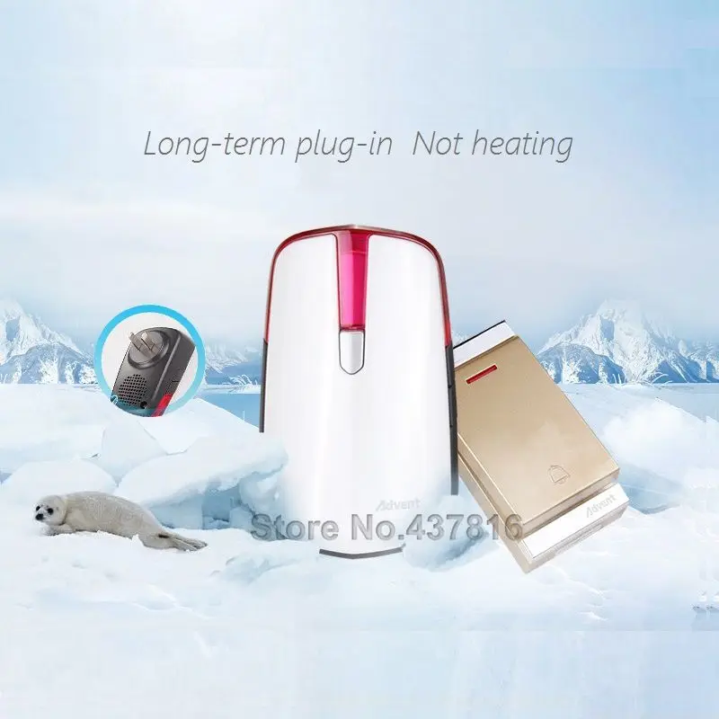 Super Waterproof Household Wireless Doorbell,1 Transmitter+1 Receiver, No Need Battery Plugin Electric Not fever heat
Super Waterproof Household Wireless Doorbell,1 Transmitter+1 Receiver, No Need Battery Plugin Electric Not fever heat