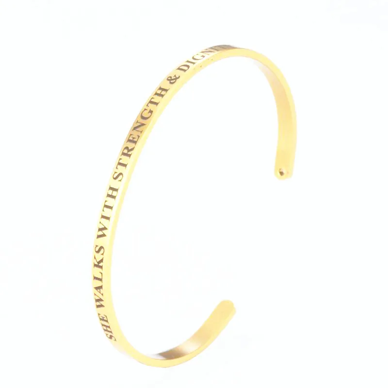 6pcs Stainless Steel Mantra Bangle Inspirational She Walks With Strength & Dignity Bracelet 4mm Mantra Bracelet Cuff Bangle
6pcs Stainless Steel Mantra Bangle Inspirational She Walks With Strength & Dignity Bracelet 4mm Mantra Bracelet Cuff Bangle