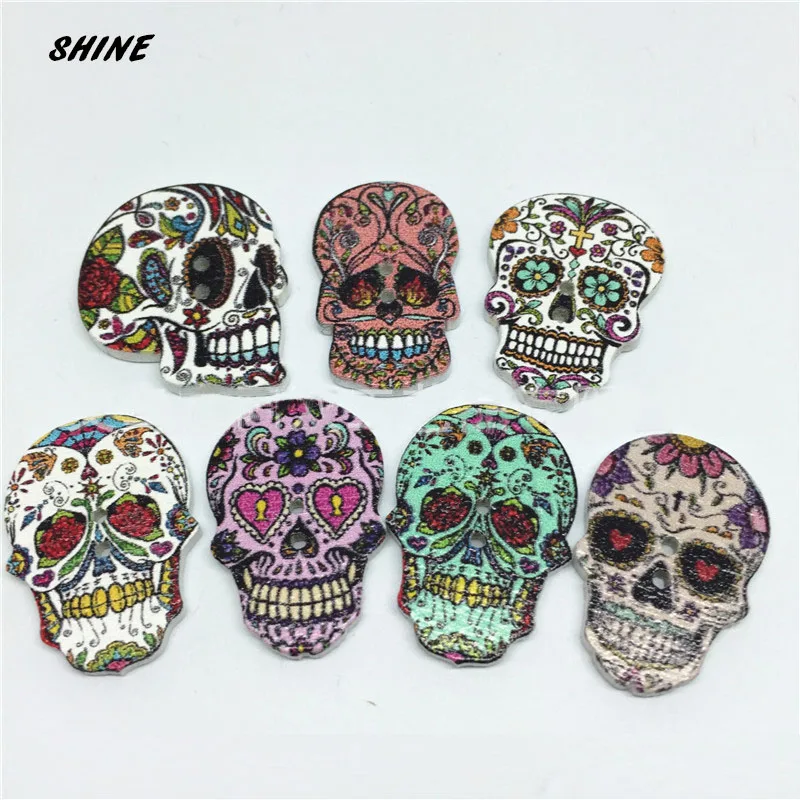 SHINE Wooden Sewing Buttons Scrapbooking Skull Colorful Mixed Two Holes 25mm 24PCs Costura Botones Decorate bottoni botoes
SHINE Wooden Sewing Buttons Scrapbooking Skull Colorful Mixed Two Holes 25mm 24PCs Costura Botones Decorate bottoni botoes