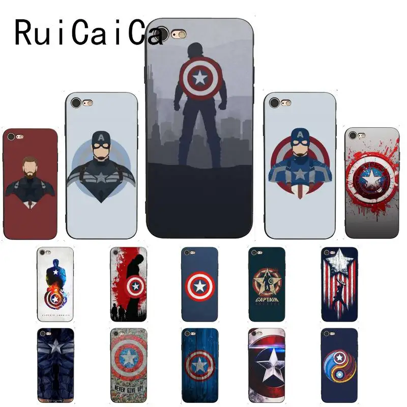 Чехол с логотипом Ruicaica Captain America Shield Marvel для iPhone X XS MAX 6 6S 7 7plus 8 8Plus 5 5S