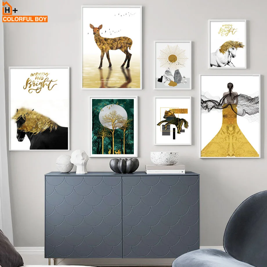 Wall Art Canvas Painting Golden Horse Deer Girl Tree Abstract Nordic Posters And Prints Wall Pictures For Living Room Salon Home
Wall Art Canvas Painting Golden Horse Deer Girl Tree Abstract Nordic Posters And Prints Wall Pictures For Living Room Salon Home
