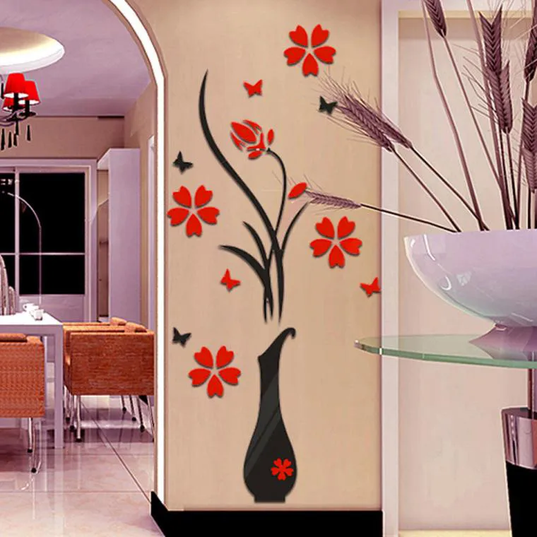 2019 DIY ваза Цветочное дерево Кристалл Arcylic 3D наклейки на стену домашний Декор