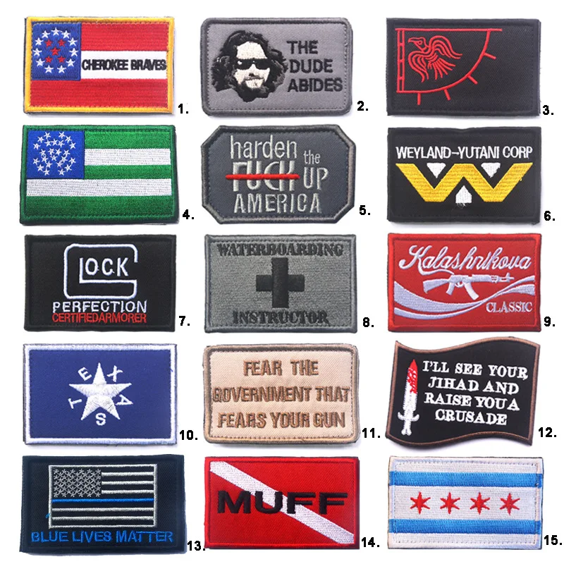 Cherokee Braves Harden Weyland Yutani Corp MUFF Dude Abides Finland Military Army Tactical Embroidery Patches For Clothes
Cherokee Braves Harden Weyland Yutani Corp MUFF Dude Abides Finland Military Army Tactical Embroidery Patches For Clothes