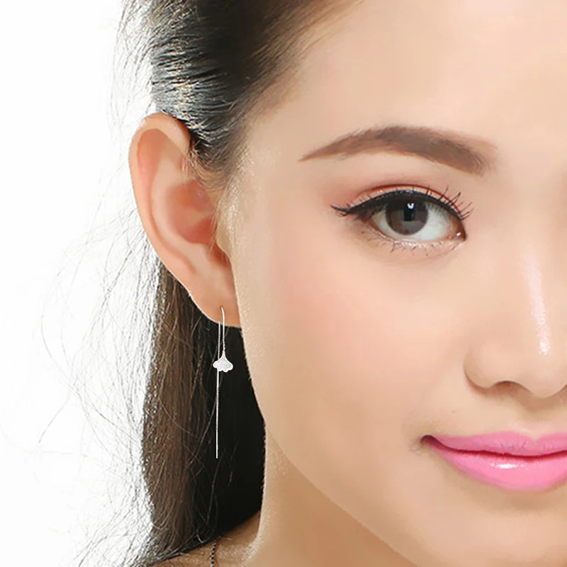 925 Sterling Silver Ginkgo Leaves Long Drop Earrings For Women High Quality Fashion Lady romantic leaf Gift free shipping
925 Sterling Silver Ginkgo Leaves Long Drop Earrings For Women High Quality Fashion Lady romantic leaf Gift free shipping