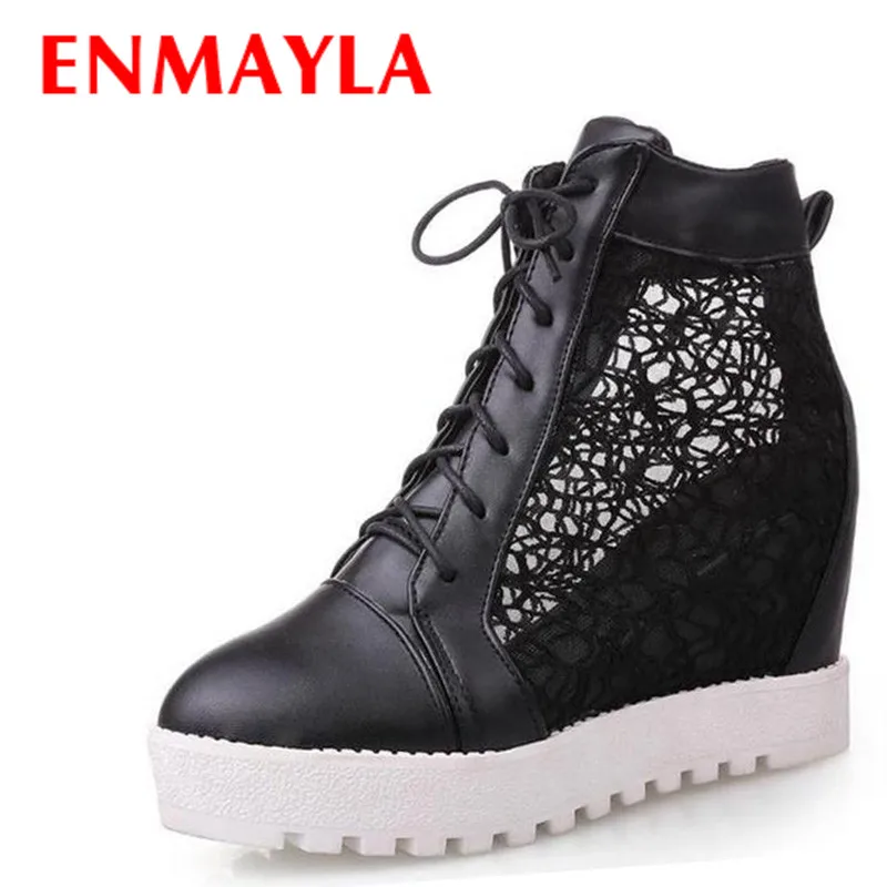 ENMAYLA Summer Cut-Outs Ankle Boots for Women Lace-up Wedge Heels High-top Shoes Woman Platform Short Boots Black White Shoes
ENMAYLA Summer Cut-Outs Ankle Boots for Women Lace-up Wedge Heels High-top Shoes Woman Platform Short Boots Black White Shoes