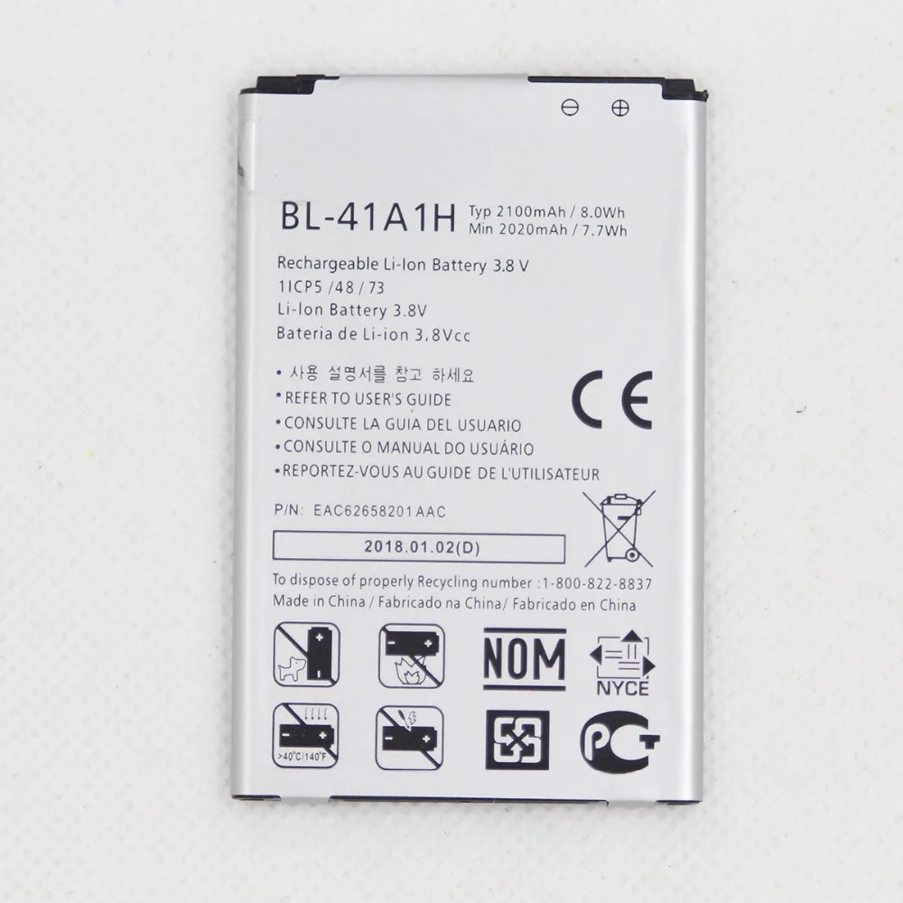 5pcs/lot BL-41A1H Mobile Phone Battery For LG Optimus F60 MS395 D390N Tribute VS810PP Transpyre LS660 Internal battery 2100mah
5pcs/lot BL-41A1H Mobile Phone Battery For LG Optimus F60 MS395 D390N Tribute VS810PP Transpyre LS660 Internal battery 2100mah