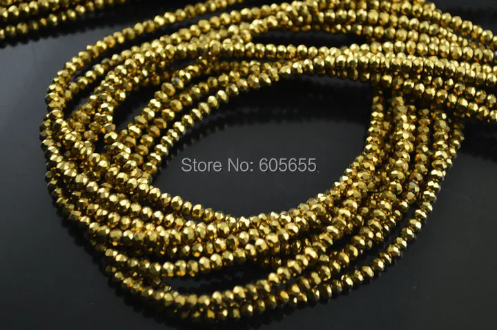 2mm Metallic Gold color Plated Faceted Glass Crystal Rondelle Spacer Beads fit Fashion Jewelry Necklace Making
2mm Metallic Gold color Plated Faceted Glass Crystal Rondelle Spacer Beads fit Fashion Jewelry Necklace Making