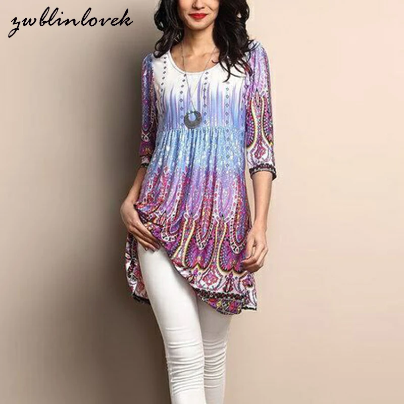 Women Blouses Long Sleeve Tops Tunic Floral Print O-Neck Pullover Blouse Autumn Spring Ruffled Casual Soft Shirt Plus 5XL 2C0018
Women Blouses Long Sleeve Tops Tunic Floral Print O-Neck Pullover Blouse Autumn Spring Ruffled Casual Soft Shirt Plus 5XL 2C0018