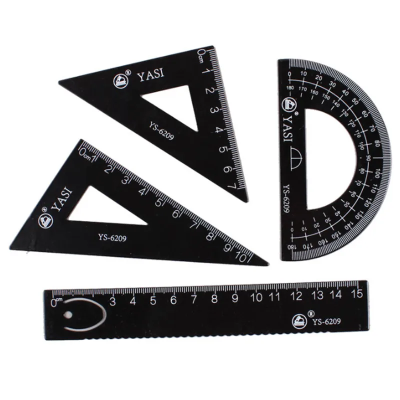 Drawing Tools Ruler 4 pieces / bag Student Painting School Supplies Set Square Triangle Ruler Aluminum Protractor / Four sets of
Drawing Tools Ruler 4 pieces / bag Student Painting School Supplies Set Square Triangle Ruler Aluminum Protractor / Four sets of