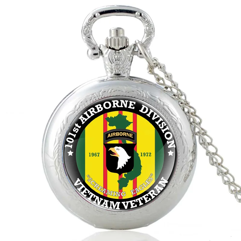 Antique Bronze United States Vietnam Veteran Quartz Pocket Watch Classic 101st Airborne Division Pendant Necklace Watches
Antique Bronze United States Vietnam Veteran Quartz Pocket Watch Classic 101st Airborne Division Pendant Necklace Watches