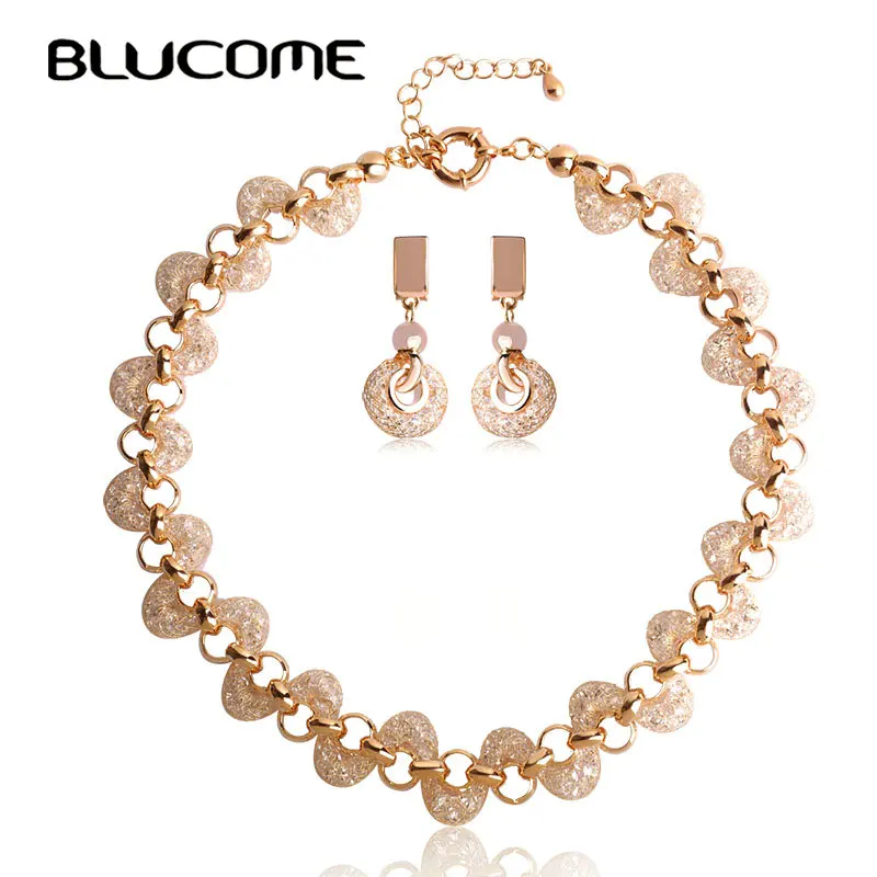 Blucome Fashion Rose Color Necklace Earring Set Wire Metal Zircon Jewelry Sets Bijuterias For Women Bridal Wedding Accessories
Blucome Fashion Rose Color Necklace Earring Set Wire Metal Zircon Jewelry Sets Bijuterias For Women Bridal Wedding Accessories