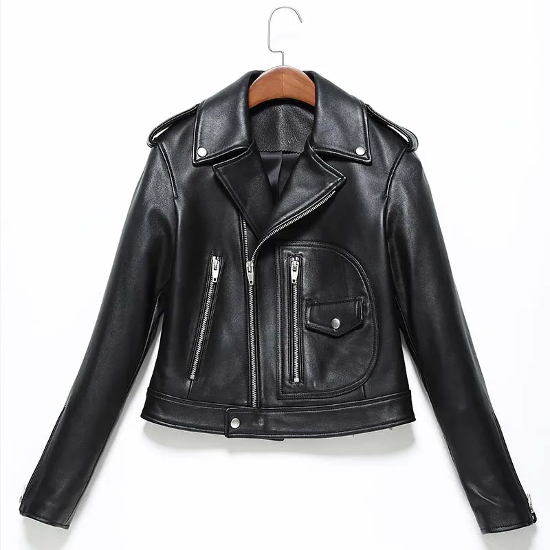 2019 Spring Women's Real Leather Jacket Chic Rivet Zipper Motor Sheepskin Coat Genuine Leather Jacket Women Shearling Coat AO811
2019 Spring Women's Real Leather Jacket Chic Rivet Zipper Motor Sheepskin Coat Genuine Leather Jacket Women Shearling Coat AO811