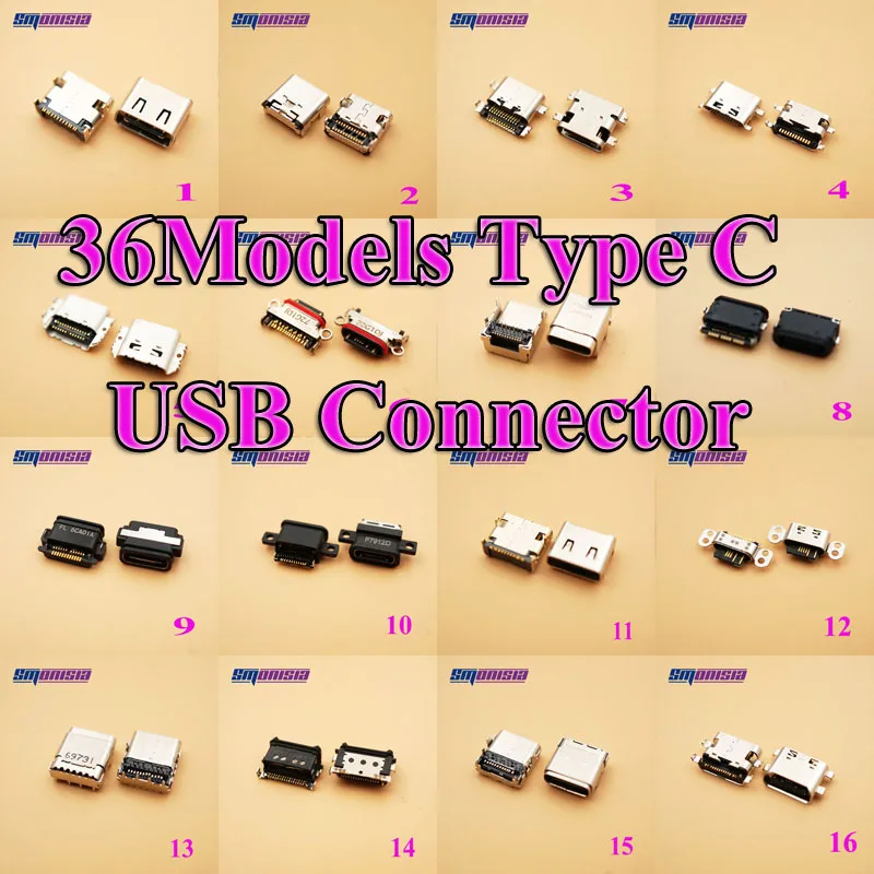 36Model 180pcs/lot Type C Micro USB Jacks Socket Connector for ZTE HUAWEI Samsung Xiaomi Meizu usb Charge Charging Dock Port
36Model 180pcs/lot Type C Micro USB Jacks Socket Connector for ZTE HUAWEI Samsung Xiaomi Meizu usb Charge Charging Dock Port