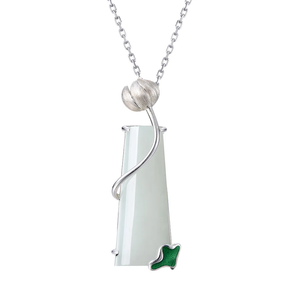 New Arrival Natural Jade Real 925 Silver Pendnat For Women Lotus Leaf Vintage Style Silver Pendant Necklace Fine Jewelry
New Arrival Natural Jade Real 925 Silver Pendnat For Women Lotus Leaf Vintage Style Silver Pendant Necklace Fine Jewelry