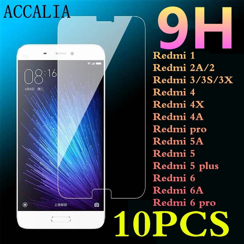 Закаленное стекло 9H для Redmi 2 2A 3 3S 3X 4 4X 4A PRO 5A 5 5Puls 6 6A 6pro 10 шт. Защитная пленка экрана