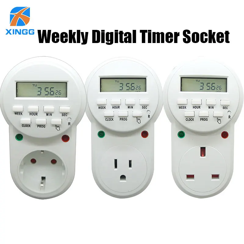 Electronic Digital Timer Switch US EU UK Plug Kitchen Outlet 7 Day Programmable Timing Socket
Electronic Digital Timer Switch US EU UK Plug Kitchen Outlet 7 Day Programmable Timing Socket