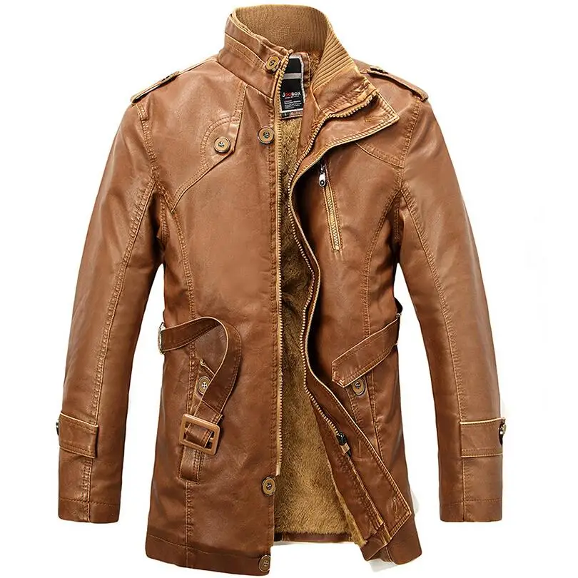 Leather Jacket Men Casual Long Wool Stand Collar Coats jaqueta de couro Men's PU Leather Motorcycle Jacket Outwear Trench Parkas
Leather Jacket Men Casual Long Wool Stand Collar Coats jaqueta de couro Men's PU Leather Motorcycle Jacket Outwear Trench Parkas