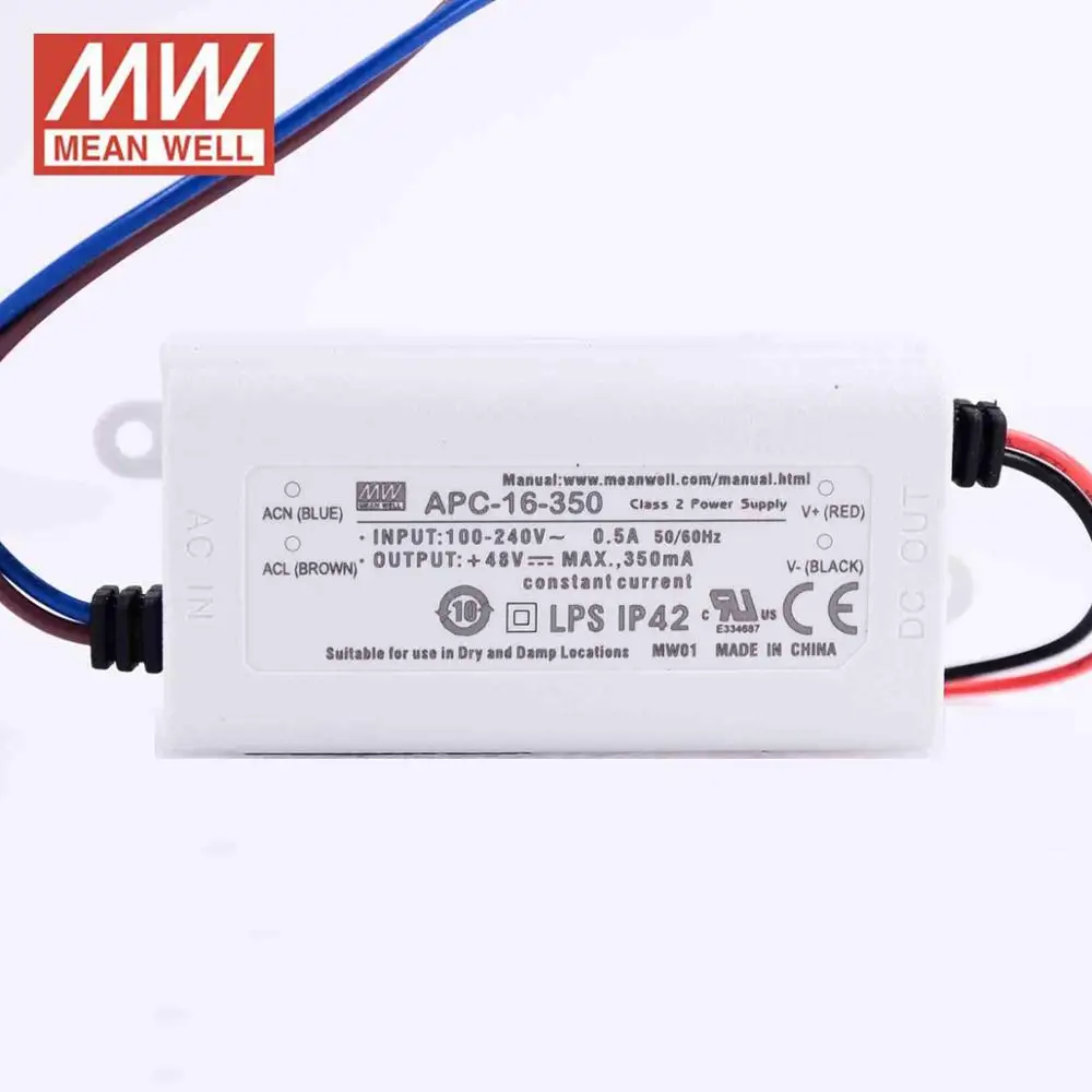 Meanwell APC 16W Светодиодный источник питания 16 8 Вт 9 ~ 24 В 700мА постоянный ток IP42