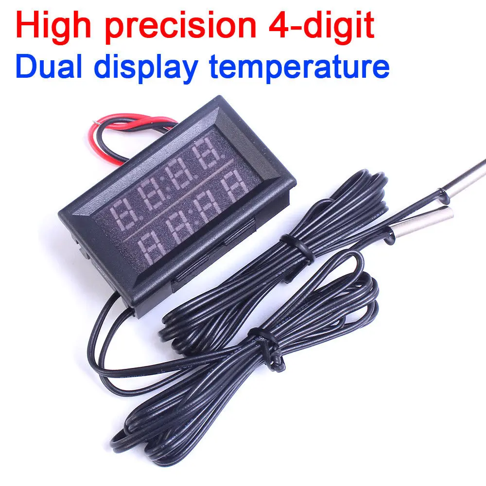 4-digit High precision Dual display digital thermometer temperature W 2PCS Waterproof Metal Probe sensor for 12v 24v car
4-digit High precision Dual display digital thermometer temperature W 2PCS Waterproof Metal Probe sensor for 12v 24v car