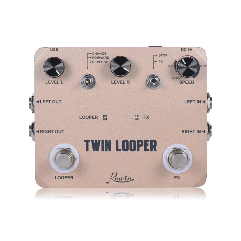 

Петлевая станция Rowin Twin Looper Station педаль эффектов для электрогитары для гитаристов, золотая