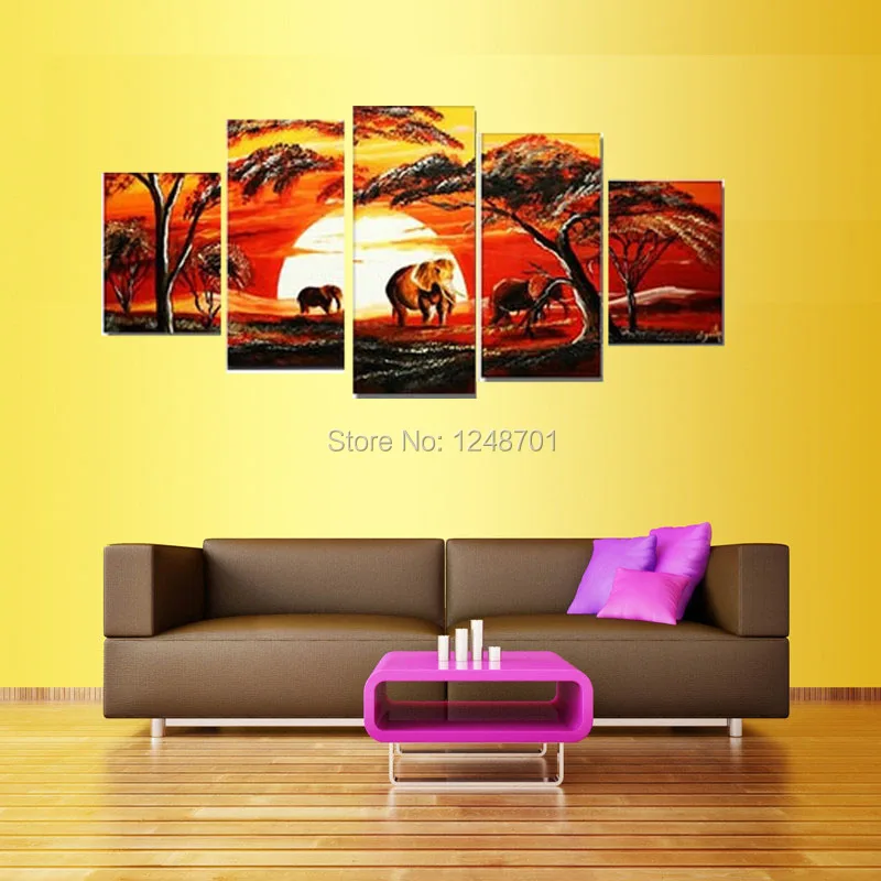 handpainted Large 5 Piece Wall Art Elephant Africa oil Paintings Africa landscape for lobby home office wall decoration
handpainted Large 5 Piece Wall Art Elephant Africa oil Paintings Africa landscape for lobby home office wall decoration