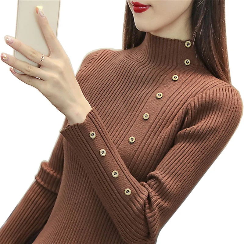 Women Turtleneck Pullover and Sweaters Long Sleeve Pull Femme Autumn Winter Women Top Warm Knittwear High Elastic Jersey Mujer
Women Turtleneck Pullover and Sweaters Long Sleeve Pull Femme Autumn Winter Women Top Warm Knittwear High Elastic Jersey Mujer