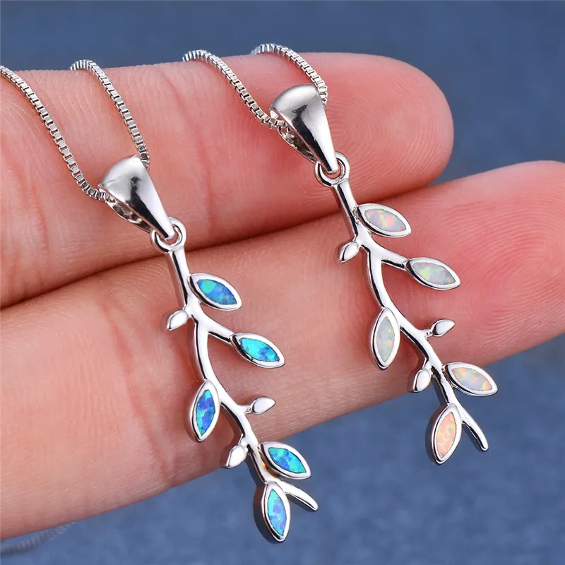 Boho Female Big Leaf Pendants Necklaces Fashion Silver Color White Blue Opal Necklaces For Women Vintage Wedding Jewelry
Boho Female Big Leaf Pendants Necklaces Fashion Silver Color White Blue Opal Necklaces For Women Vintage Wedding Jewelry