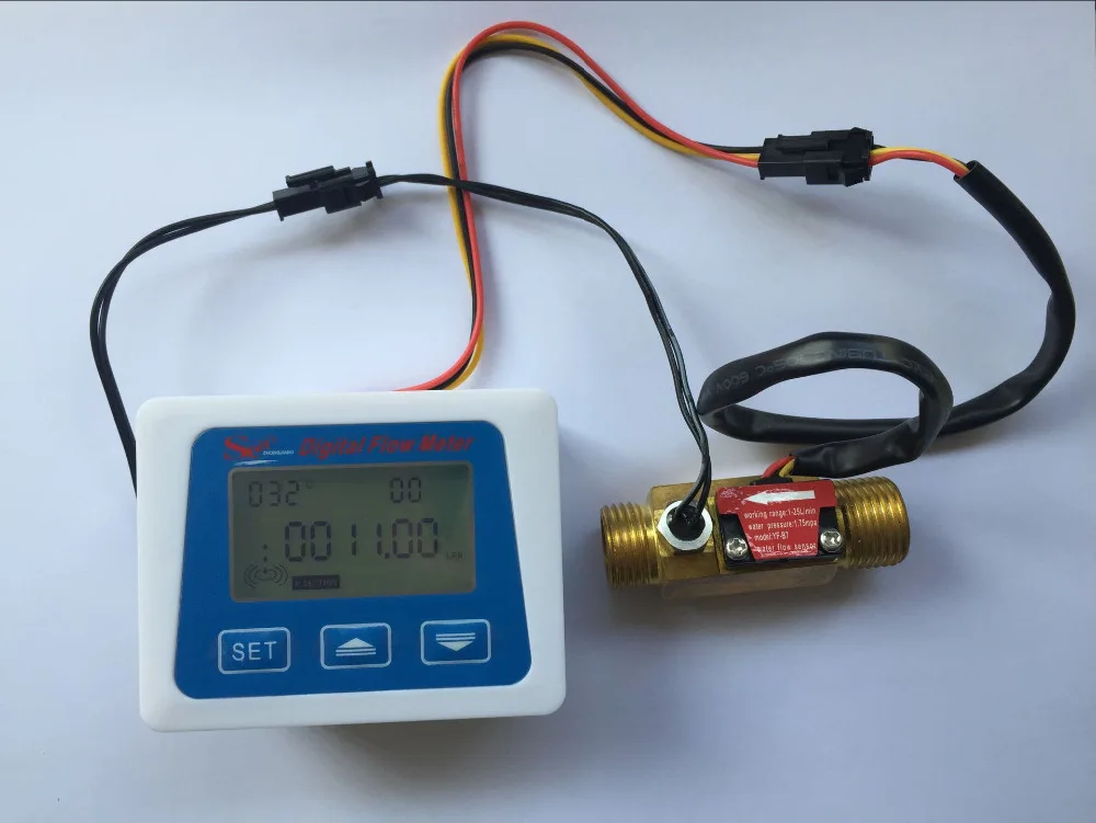 Digital LCD display Water flow sensor meter flowmeter totameter Temperature time record With G1/2 flow sensor
Digital LCD display Water flow sensor meter flowmeter totameter Temperature time record With G1/2 flow sensor