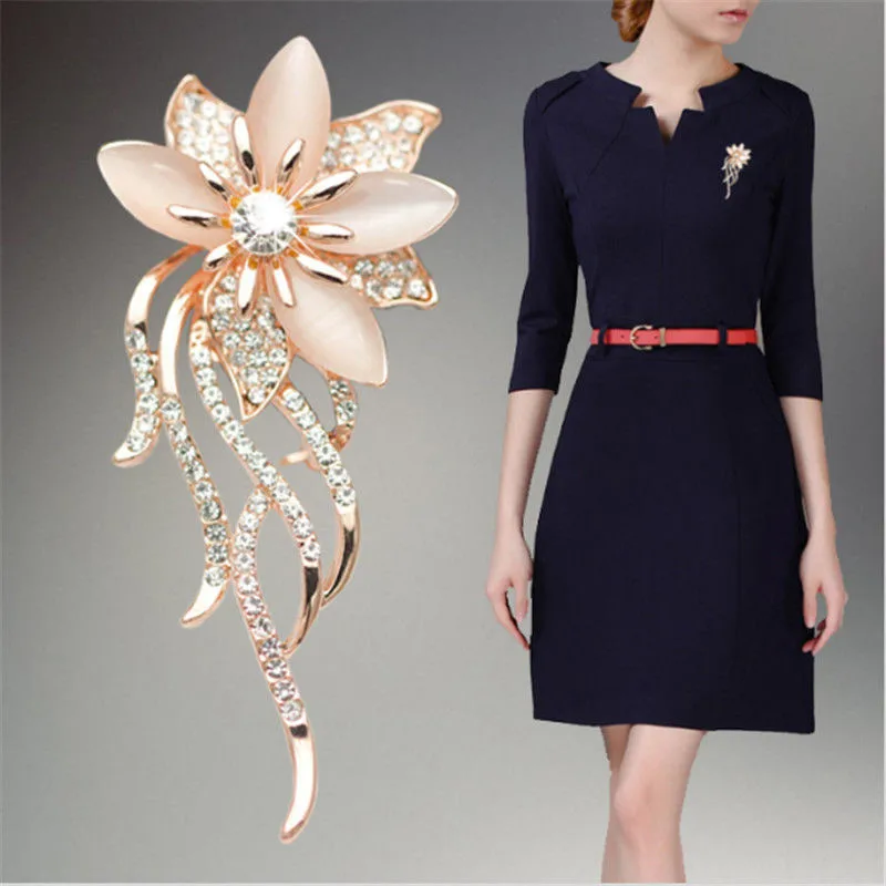Brooches Opal Stone Rhinestone Brooch Gold Color Flower Bouquet Brooch Pin Jewelry Gift Temperament Suit Clothing Accessories
Brooches Opal Stone Rhinestone Brooch Gold Color Flower Bouquet Brooch Pin Jewelry Gift Temperament Suit Clothing Accessories