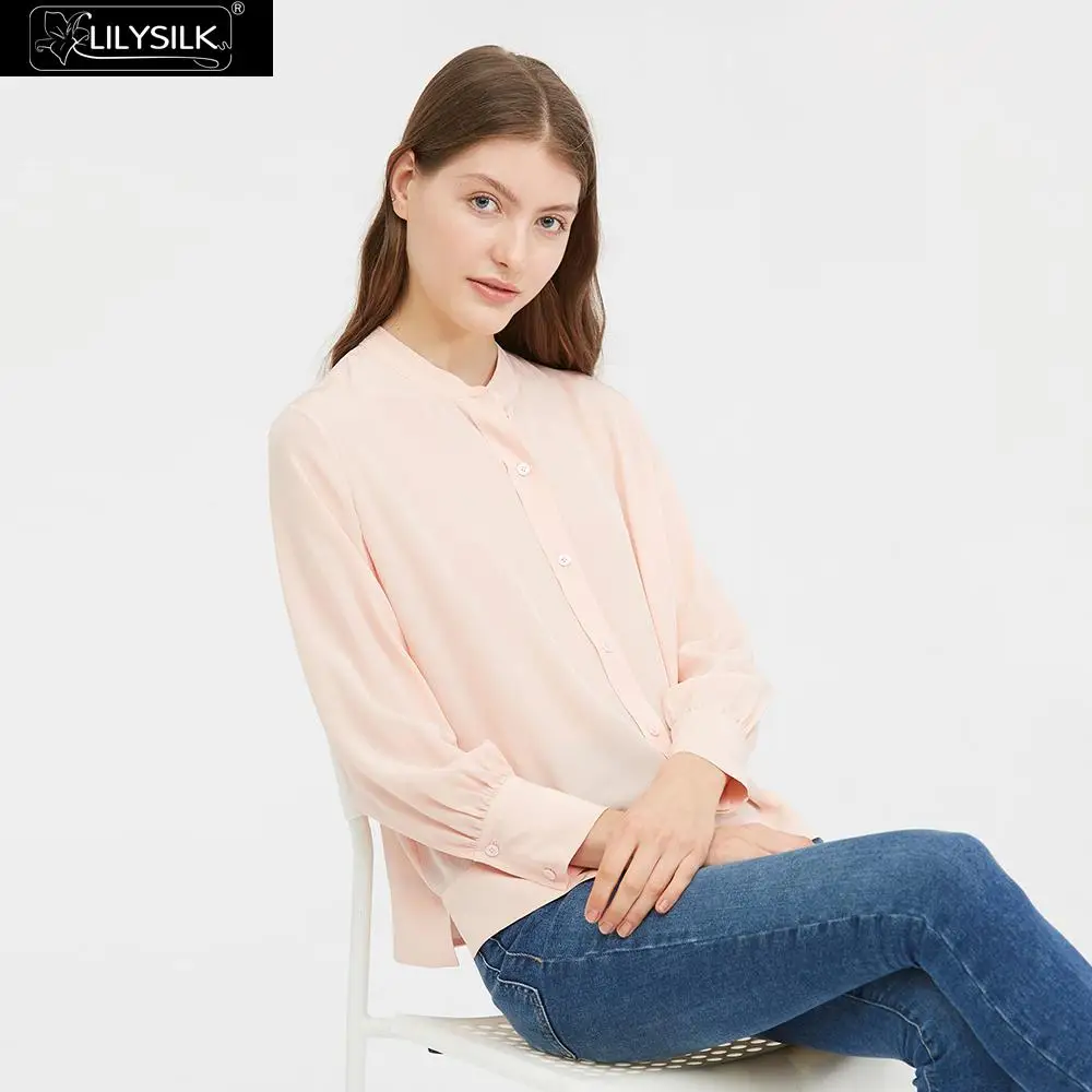 Шелковая рубашка LilySilk блузка с круглым вырезом шикарная Женская распродажа