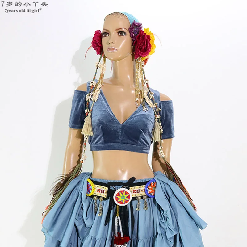 Belly Dance velvet Top Fat Chance Tribal Choli Costume Short Drop Sleeve Top CJJ33
Belly Dance velvet Top Fat Chance Tribal Choli Costume Short Drop Sleeve Top CJJ33