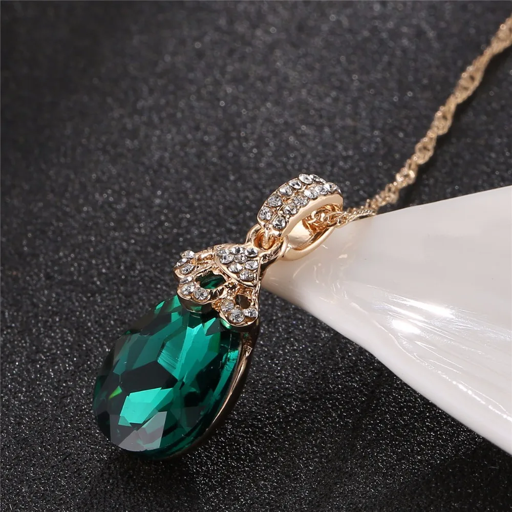 romantic gold color water drop crystal pendant necklace earrings jewelry sets 2 in set green corn design women set 99881
romantic gold color water drop crystal pendant necklace earrings jewelry sets 2 in set green corn design women set 99881