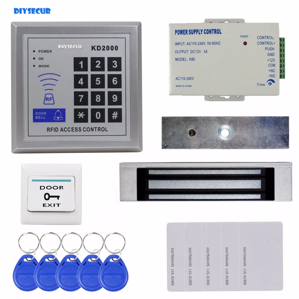 DIYSECUR Full Kit Set 125KHz RFID Keypad Access Control System Security Kit + 180kg 350lb Magnetic Lock KD2000
DIYSECUR Full Kit Set 125KHz RFID Keypad Access Control System Security Kit + 180kg 350lb Magnetic Lock KD2000