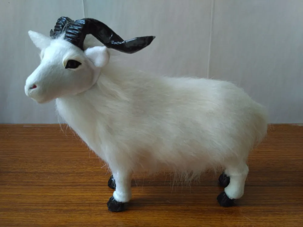 

large 24x8x22cm simulation goat plastic&furry furs white sheep model handicraft prop home decoration gift d2326