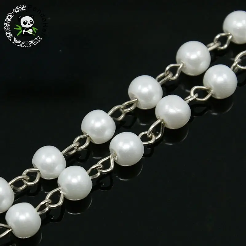about 1m/strand 6mm Handmade Glass Pearl Beads Chains for jewelry making bracelet necklace, with Iron Eyepins,White,1000x6mm
about 1m/strand 6mm Handmade Glass Pearl Beads Chains for jewelry making bracelet necklace, with Iron Eyepins,White,1000x6mm