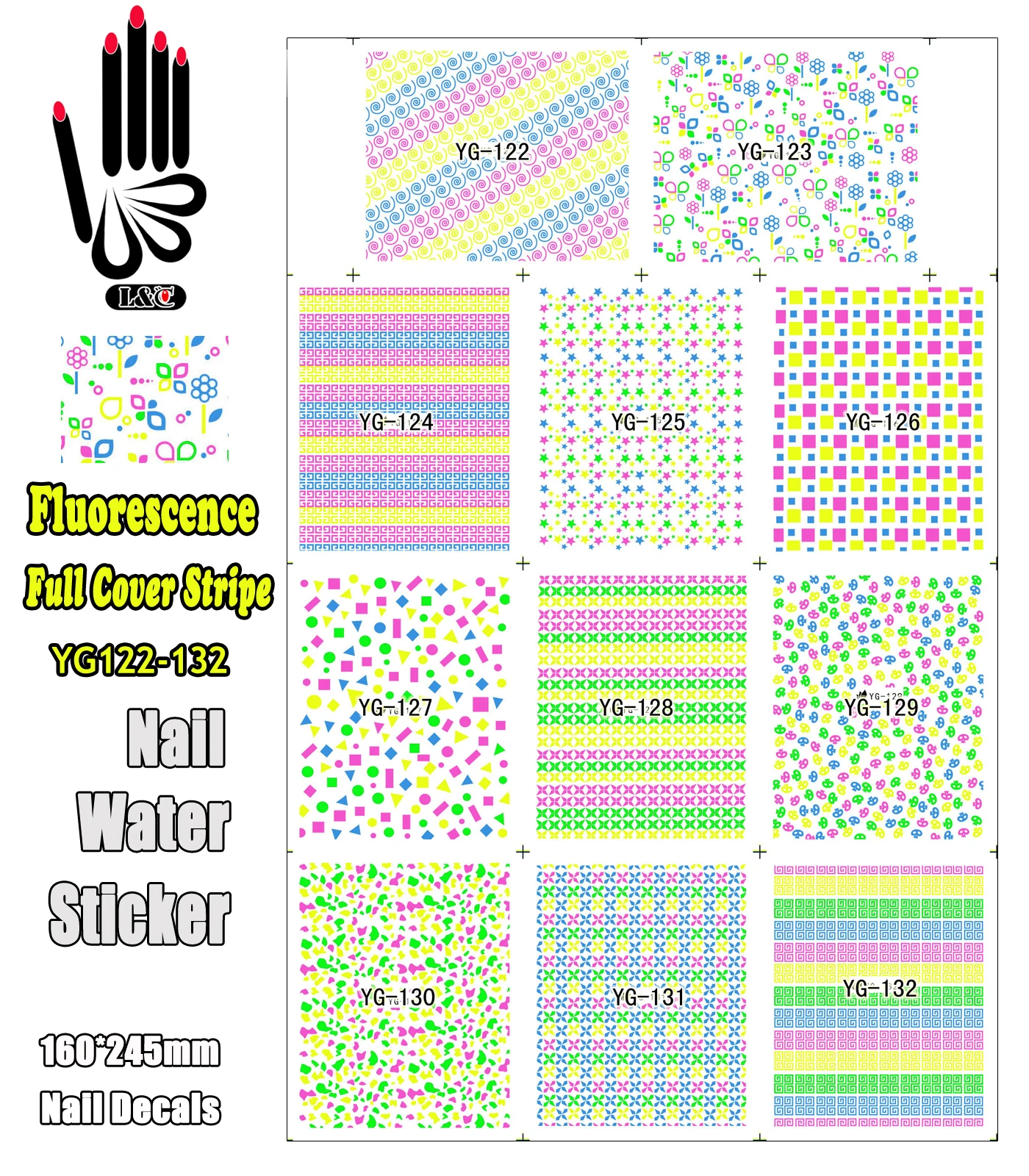 11 Sheets/Lot Water Nail Sticker YG122-132 Fluorescence Full Cover Block Nail Art Sticker Water Manicure Decals(11 DESIGNS IN 1)
11 Sheets/Lot Water Nail Sticker YG122-132 Fluorescence Full Cover Block Nail Art Sticker Water Manicure Decals(11 DESIGNS IN 1)