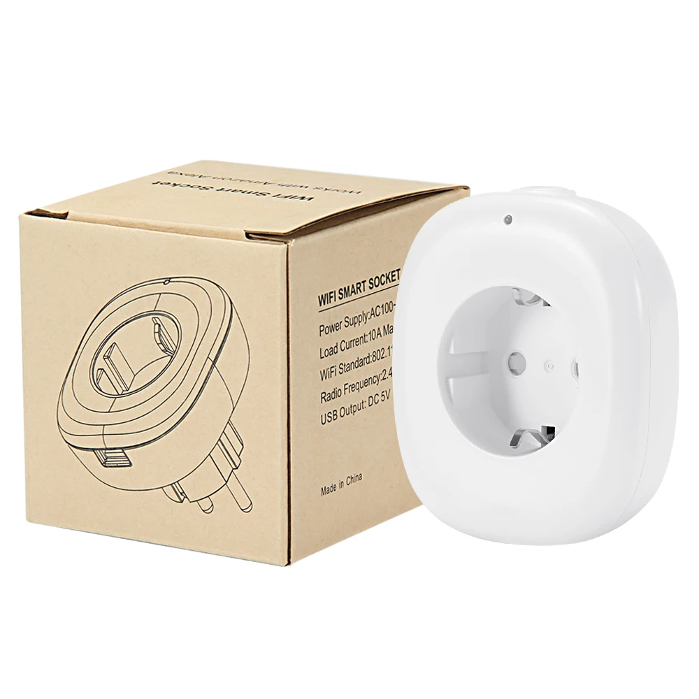 Wifi Smart Socket EU Plug Mobile APP Remote Control Works with Amazon Alexa Google Home No Hub Required USB Output | Электроника