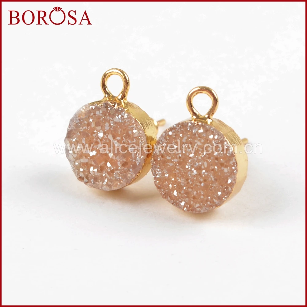 BOROSA 5Pairs Gold Color 10mm Round Mixed Colors Drusy Titanium Druzy Stud Earrings with Charm for Earrings Jewelry G1537 
BOROSA 5Pairs Gold Color 10mm Round Mixed Colors Drusy Titanium Druzy Stud Earrings with Charm for Earrings Jewelry G1537
