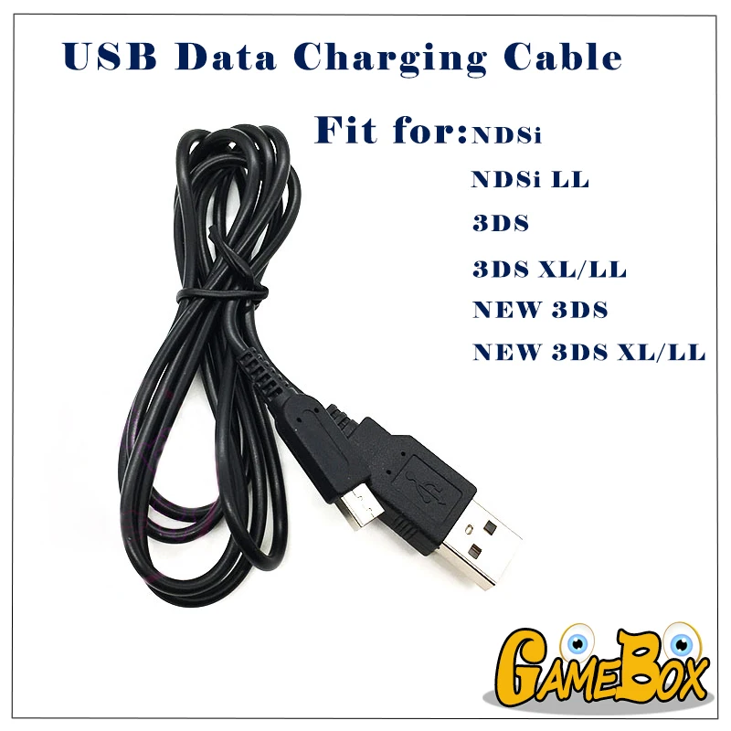 Большой в наличии Черный USB кабель для зарядки Nintend DS i/DS i LL/3DS/3DS XL LL/NEW 3DS/NEW 3DS XL/LL