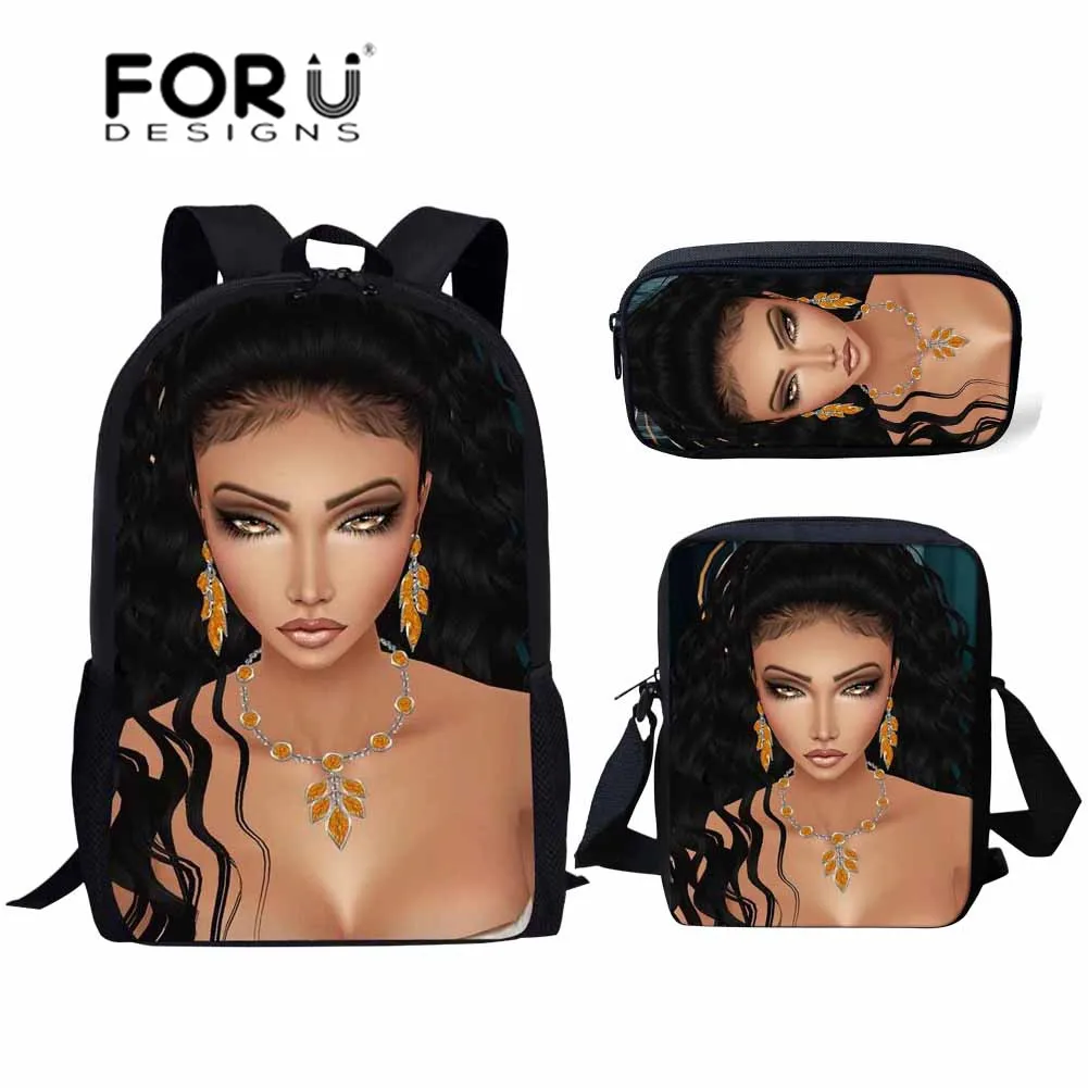 FORUDESIGNS Afro Girl Black Art African Printing School Bags for Kids Primary School Bag Children 3pcs/set Schoolbag Students
FORUDESIGNS Afro Girl Black Art African Printing School Bags for Kids Primary School Bag Children 3pcs/set Schoolbag Students
