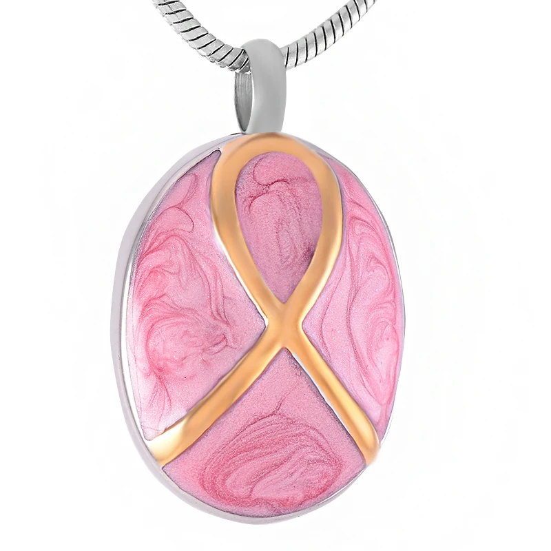 IJD9381 Oval Shaped 316L Stainless Steel Keepsake Cremation Urns Jewelry With Pink Ribbon Memorial Pendant Necklace For Women
IJD9381 Oval Shaped 316L Stainless Steel Keepsake Cremation Urns Jewelry With Pink Ribbon Memorial Pendant Necklace For Women