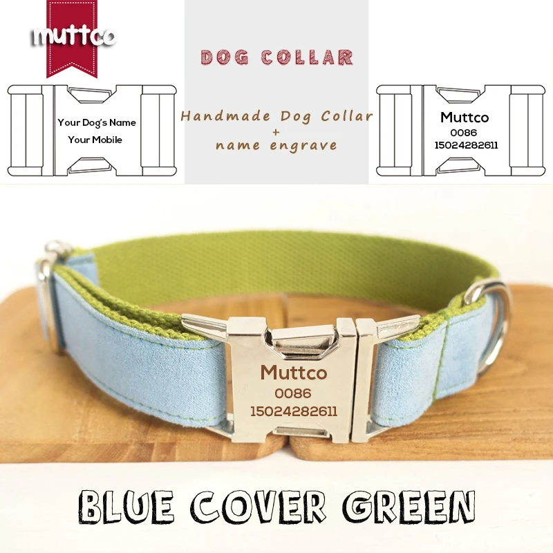 MUTTCO retailing self-design collar BLUE COVER GREEN handmade collar engraved pet collar with nameplate phone ID 5 sizes UDC033
MUTTCO retailing self-design collar BLUE COVER GREEN handmade collar engraved pet collar with nameplate phone ID 5 sizes UDC033