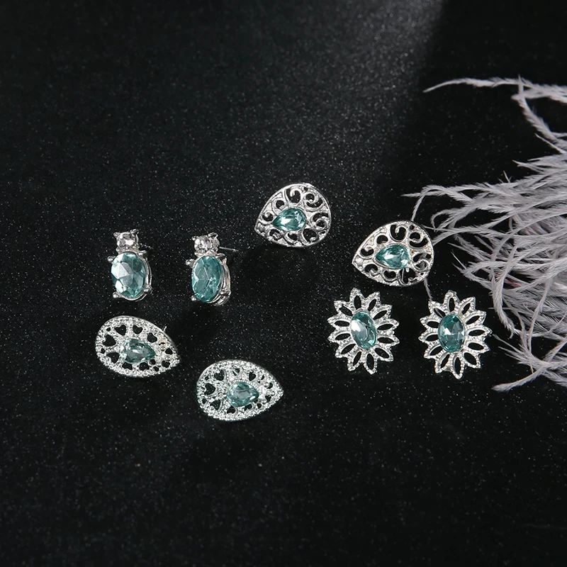 4 Pairs/Set Green Crystal Flower Stud Earrings for Women Wedding Boucle D'oreille Jewelry Dazzling Cubic Zirconia Opal Brincos
4 Pairs/Set Green Crystal Flower Stud Earrings for Women Wedding Boucle D'oreille Jewelry Dazzling Cubic Zirconia Opal Brincos