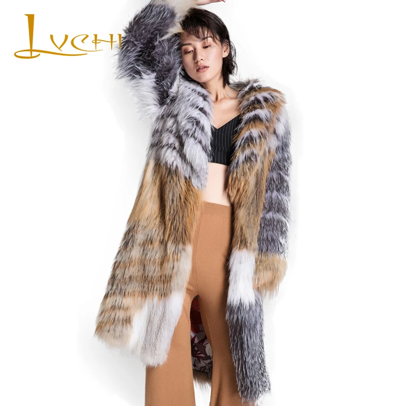 LVCHI Import Knitted Real Fur Coat Contrast Color Red Fox With Silver Fox Marble Fox fur long Female Outwear 2019 new
LVCHI Import Knitted Real Fur Coat Contrast Color Red Fox With Silver Fox Marble Fox fur long Female Outwear 2019 new
