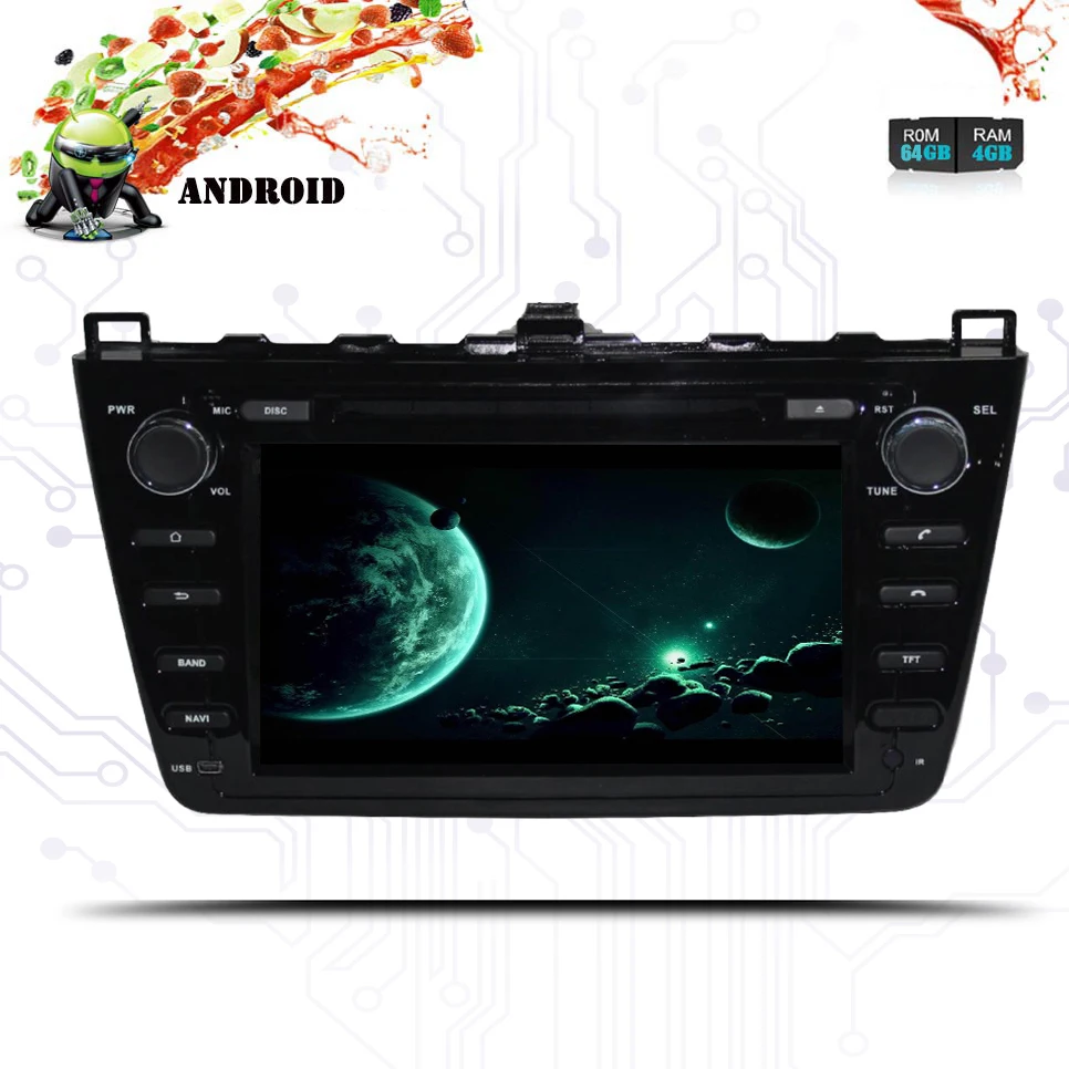 Android 9 0 4 + 64g 8 ядер IPS автомобильное радио для Mazda 6 Ruiyi 2008 2009 2010 2011 2012 WIFI GPS DVD плеер