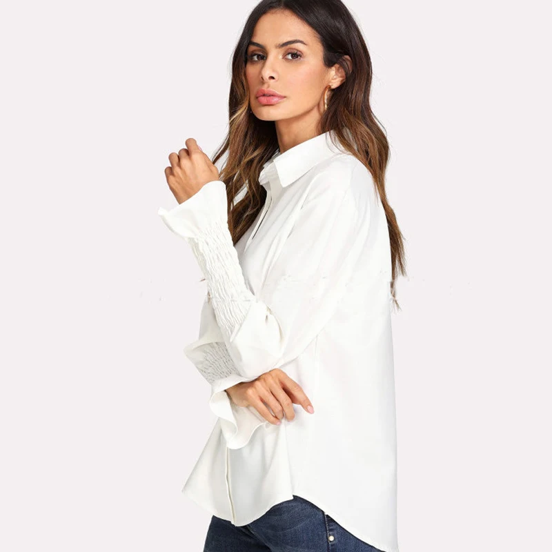 Newly Fashion Casual Formal Women Shirts Long Flare Sleeve Slid White Turn-Down Collar Slim Single Breasted Blouse Tops
Newly Fashion Casual Formal Women Shirts Long Flare Sleeve Slid White Turn-Down Collar Slim Single Breasted Blouse Tops
