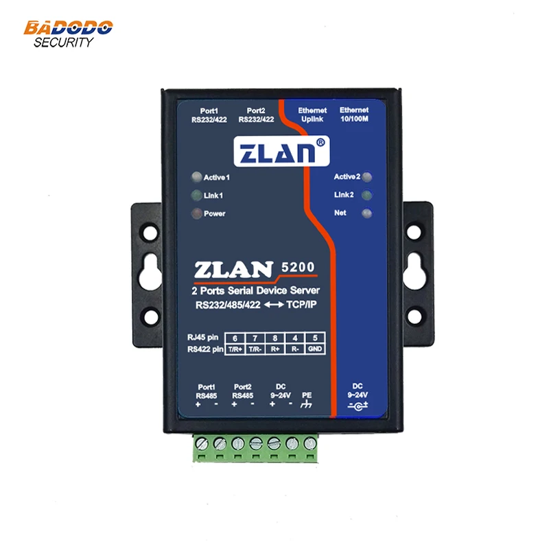 ZLAN5240 2 порта RS232 RS485 RS422 к Ethernet RJ45 преобразователю двойной последовательный